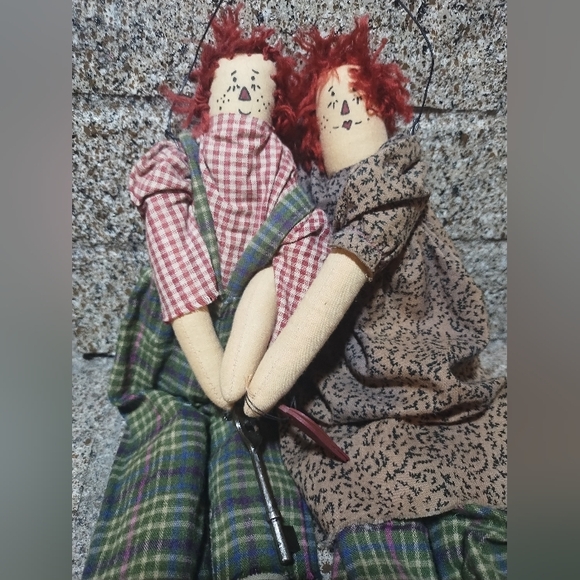 Vintage Collection Primitive Doll Raggedy Anne Dolls Couple Cottage Primitive - Picture 2 of 16